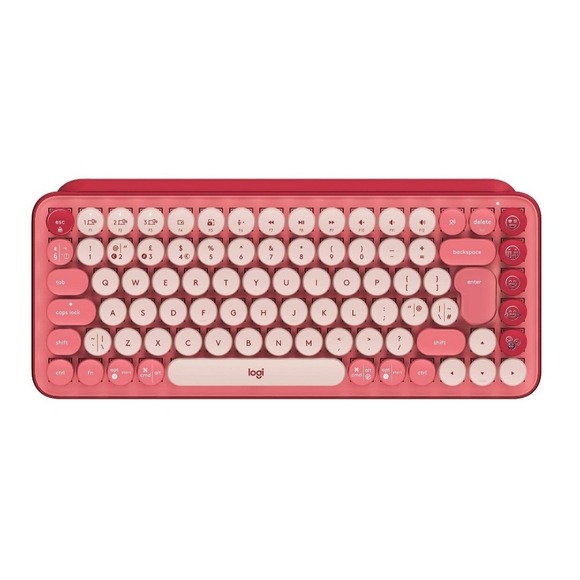 Logitech POP Keys Wireless Mechanical Emoji Keyboard Heartbreaker Pink - Picture 1 of 12